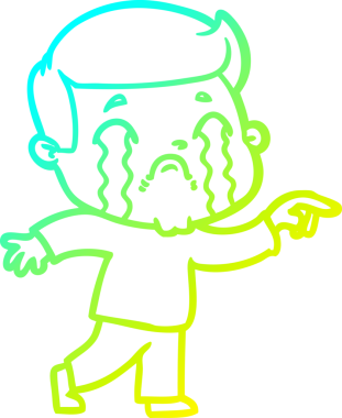 Bir insan tarafından çizilmiş ağlayan bir çizgi film karakteri çizimi.