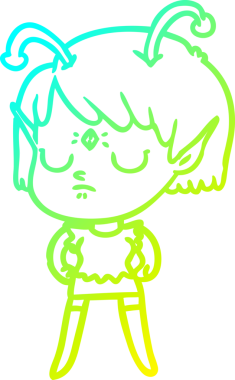 Bir insan tarafından çizilmiş bir uzaylı kız çizgi filmi.