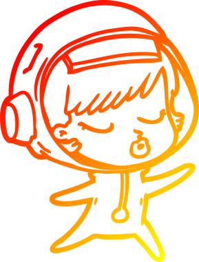 Bir insan tarafından çizilmiş güzel astronot bir kızın sıcak çizgi çizimi