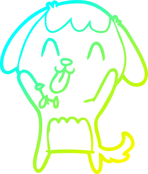 Bir insan tarafından çizilmiş şirin bir çizgi köpeğin soğuk gradyan çizgisi.