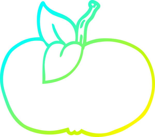 Bir insan tarafından çizilmiş sulu bir elmanın soğuk gradyan çizimi.