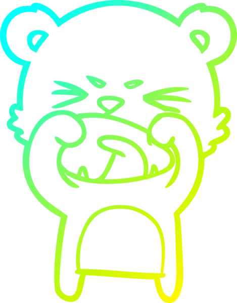 Bir insan tarafından çizilen kızgın çizgi film ayısının soğuk gradyan çizgisi.