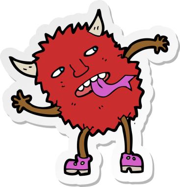 Bir insan tarafından çizilmiş komik bir çizgi film canavarının çıkartması.