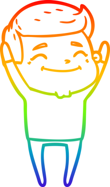 gökkuşağı gradyanı çizimi bir insan tarafından çizilmiş mutlu bir çizgi film adamı