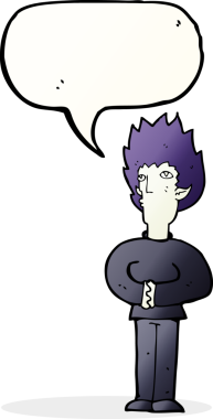 Bir insan tarafından çizilmiş konuşma balonu olan bir vampir adam.