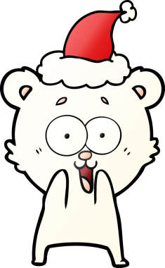 heyacanlı oyuncak ayı eli, insan tarafından çizilmiş Noel Baba şapkasının gradyan çizimi.