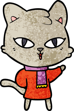 Bir insan tarafından çizilmiş çizgi film kedisi.