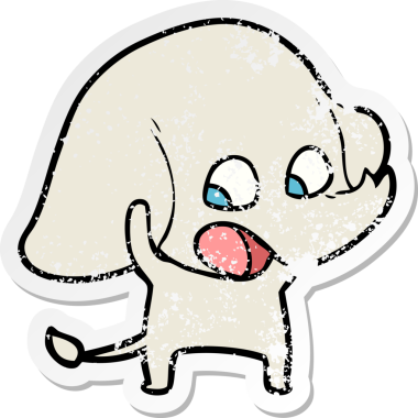 Bir insan tarafından çizilmiş şirin bir filin sıkıntılı çıkartması