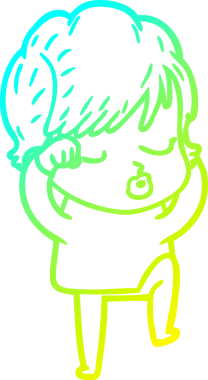 Bir insan tarafından çizilmiş gözleri olan bir karikatür kadın çizimi