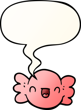 Bir insan tarafından çizilmiş, konuşma baloncuklu çizgi film şekeri.