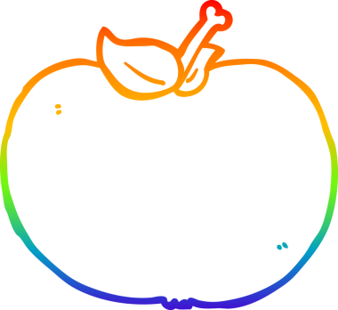 gökkuşağı gradyan çizgi çizimi bir insan tarafından çizilmiş elma çizgi