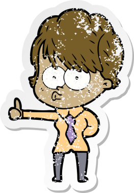 Bir insan tarafından çizilmiş karikatür bir kadının sıkıntılı çıkartması.