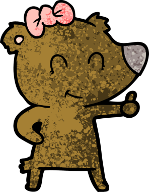 Bir insan tarafından çizilmiş dişi ayı çizgi filmi.