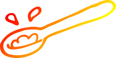 Bir insan tarafından çizilmiş bir yemek kepçesinin sıcak çizgi çizimi