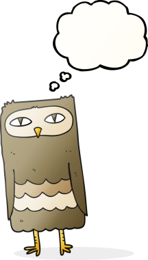 Bir insan tarafından çizilmiş serbest çizim baloncuk baykuş.