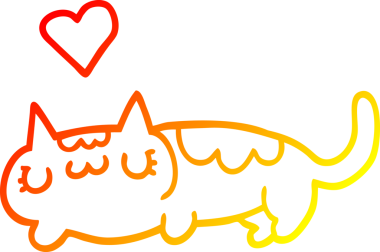 Bir insan tarafından çizilmiş çizgi film kedisinin sıcak çizgi çizimi