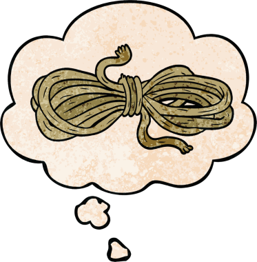 bir insan tarafından çizilmiş grunge desenli düşünce baloncuklu çizgi film ipi