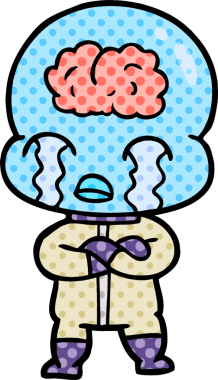 Bir insan tarafından çizilmiş koca beyinli bir uzaylı ağlaması.