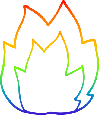 gökkuşağı gradyan çizgi çizimi bir insan tarafından çizilmiş bir ateş patlaması