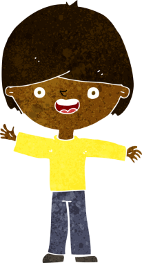 Bir insan tarafından çizilmiş mutlu çocuk çizgi filmi.