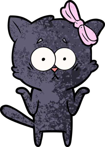 Bir insan tarafından çizilmiş çizgi film kedisi.