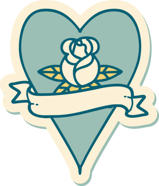 Bir insan tarafından çizilmiş, geleneksel kalp şeklinde dövme çıkartması.