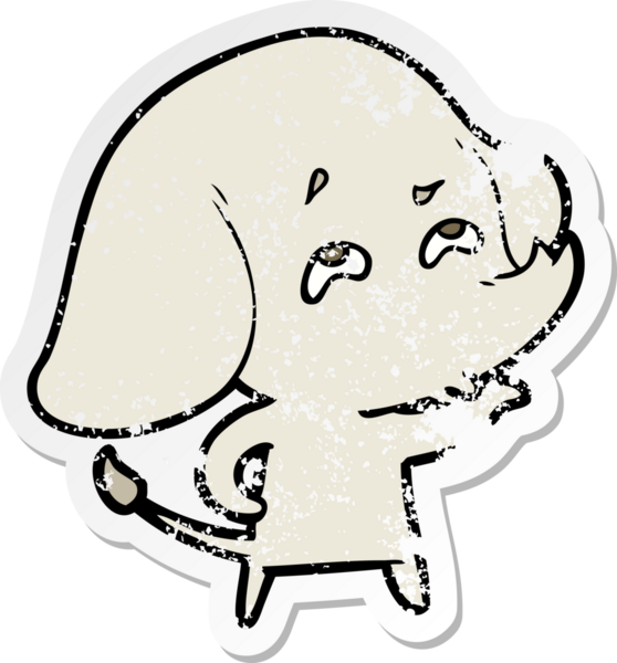 Bir insan tarafından çizilmiş karikatür filinin sıkıntılı çıkartması