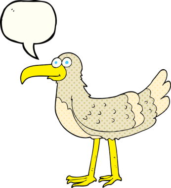 Bir insan tarafından çizilmiş serbest çizilmiş çizgi roman konuşma balonu martı.