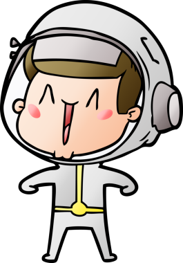 Bir insan tarafından çizilmiş mutlu astronot çizgi filmi.