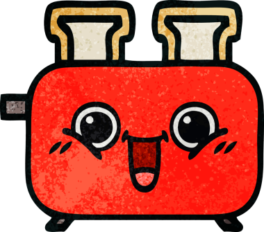 Bir insan tarafından çizilmiş bir tost makinesinin retro grunge doku karikatürü