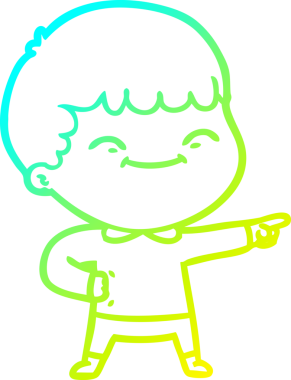 Bir çizgi film karakteri çizen soğuk çizgi bir insan tarafından çizilmiş mutlu çocuk.