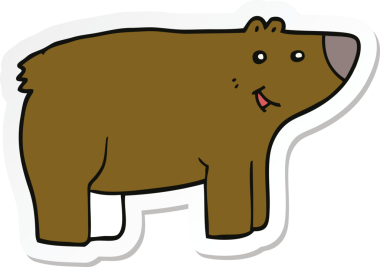 Bir insan tarafından çizilmiş çizgi film ayısının çıkartması.