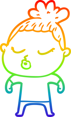 Gökkuşağı gradyan çizgi çizimi bir insan tarafından çizilmiş sakin bir kadın