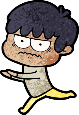 Bir insan tarafından çizilmiş sinirli çizgi film çocuğu.