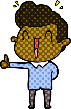 Bir insan tarafından çizilmiş heyecanlı bir çizgi film.