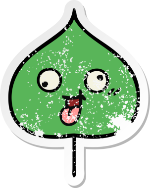 Sevimli bir çizgi film karakterinin sıkıntılı çıkartması. Bir insan tarafından çizilmiş ifade yaprağı.