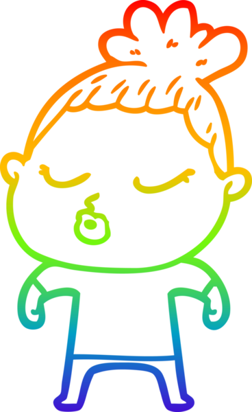 Gökkuşağı gradyan çizgi çizimi bir insan tarafından çizilmiş sakin bir kadın