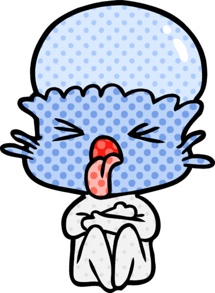 Bir insan tarafından çizilmiş garip bir uzaylı çizgi filmi.