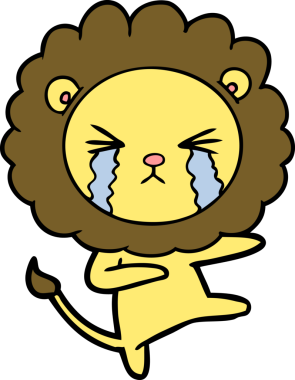 Bir insan tarafından çizilmiş ağlayan bir aslan.