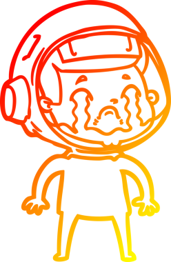 Bir insan tarafından çizilmiş, ağlayan bir astronotun sıcak çizgi çizimi