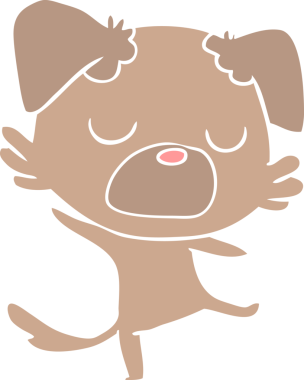 Bir insan tarafından çizilmiş düz renkli çizgi film köpeği.