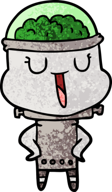 Bir insan tarafından çizilmiş mutlu çizgi film robotu