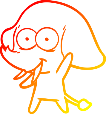 Bir insan tarafından çizilmiş mutlu bir filin sıcak çizgi çizimi