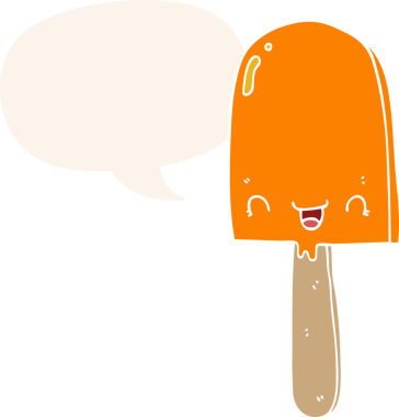 bir insan tarafından çizilmiş eski usul konuşma baloncuklu buz lolipopu.