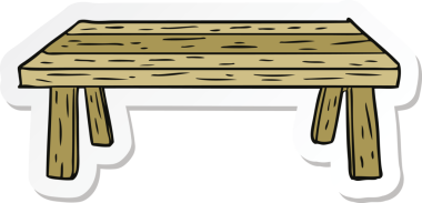 Bir insan tarafından çizilmiş bir karikatür masasının çıkartması.