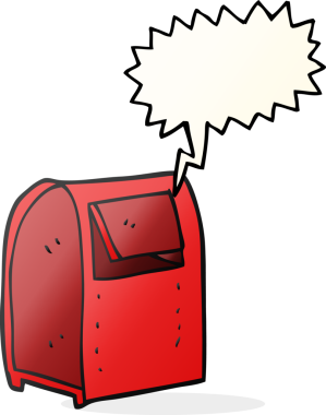 Bir insan tarafından çizilmiş serbest konuşma balonu karikatürü posta kutusu