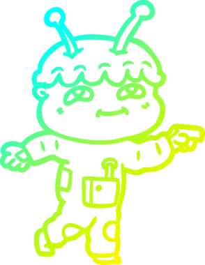 Bir insan tarafından çizilmiş dost canlısı bir uzay adamının çizdiği soğuk çizgi.