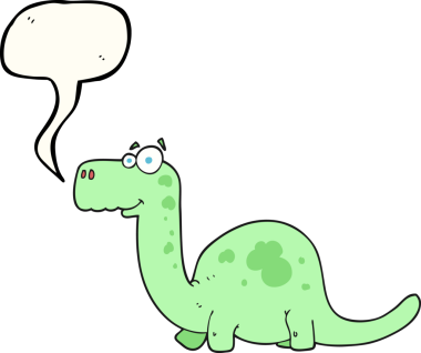 Bir insan tarafından çizilmiş serbest konuşma balonu karikatürü dinozor.