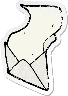 Bir karikatür mektubu ve bir insan tarafından çizilmiş zarfın sıkıntılı etiketi.