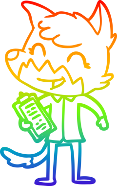 gökkuşağı gradyanı çizimi bir insan tarafından çizilmiş mutlu bir tilki çizgi filmi.